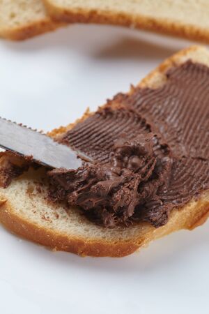 bread with chocolate creamの写真素材