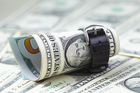 Belted role of dollarsの写真素材