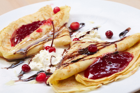 pancakes with jamの写真素材