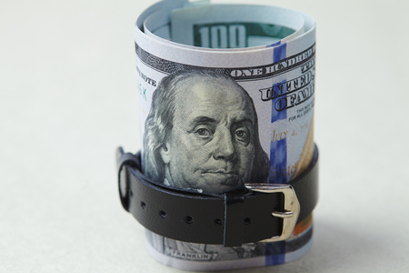 Belted role of dollarsの写真素材