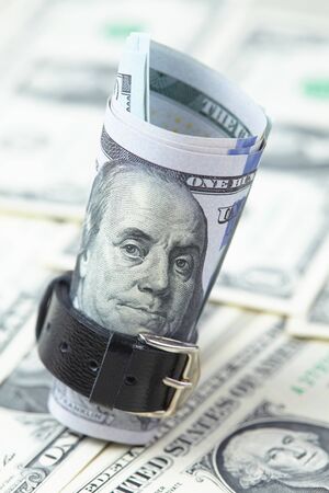 Belted role of dollarsの写真素材