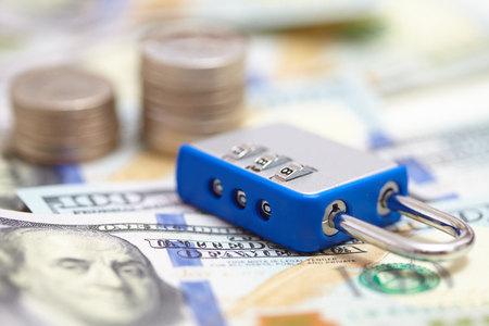 padlock on the dollarsの写真素材