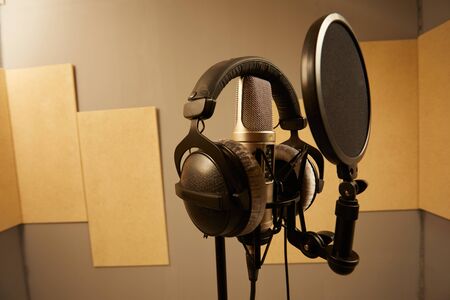 microphone in a recording studioの写真素材