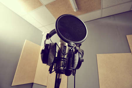 microphone in a recording studioの写真素材