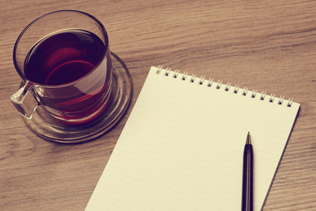 notebook on the tableの写真素材