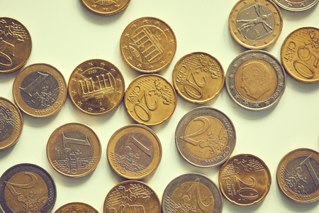 stacks of golden coins (euros)の写真素材