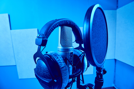 microphone in a recording studioの写真素材