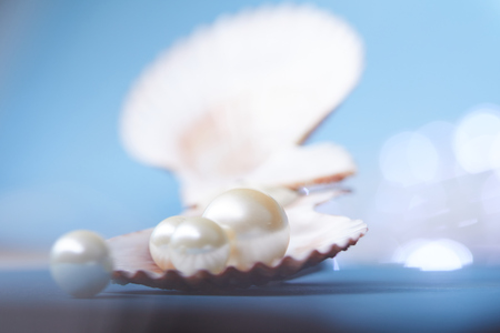 pearls on the blue background