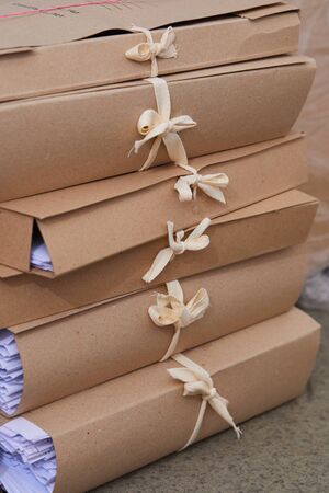 Stacks of paper filesの写真素材