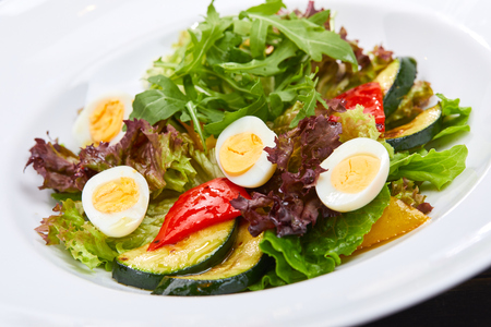 vegetable salad with eggの写真素材