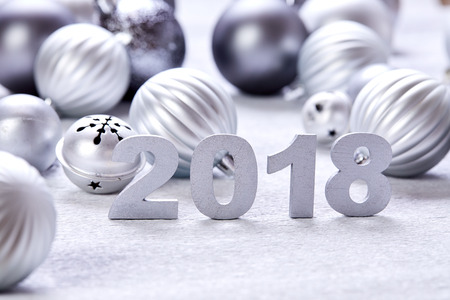 Christmas silver ballsの写真素材