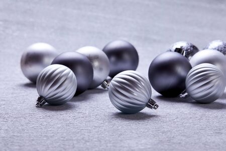 Christmas silver ballsの写真素材