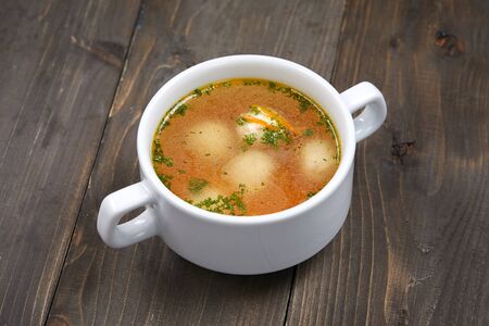 soup with meatballsの写真素材