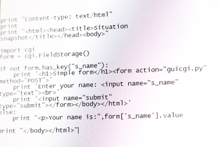 Programming code abstract screen of software developer. Computer script. 
