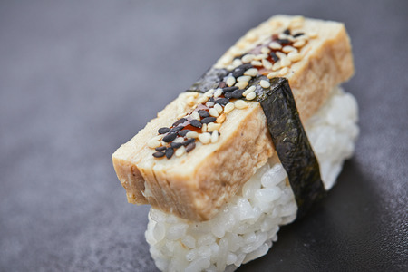 sushi on the black backgroundの写真素材