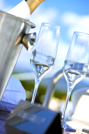 champagne on the yachtの写真素材