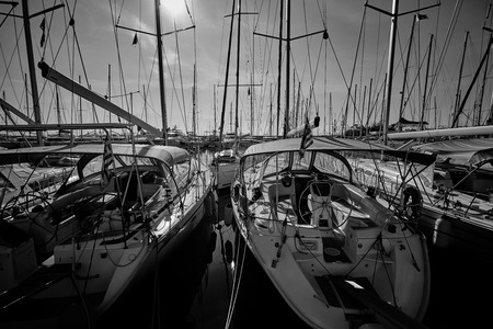 Yachts parking in harbor