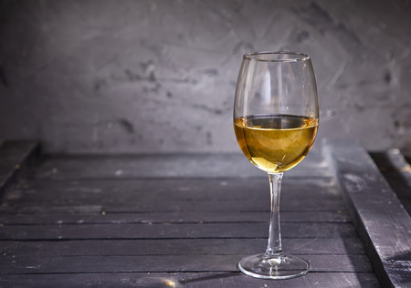 Cold white wine on the tableの写真素材