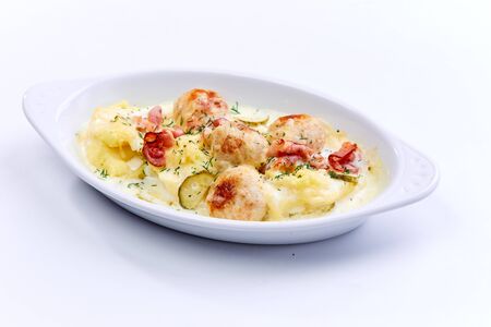 meatballs with mashed potatoesの写真素材