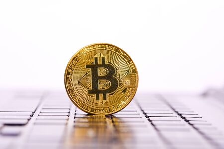 golden bitcoin, conceptual image for crypto currencyの写真素材