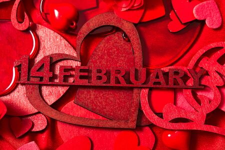 Valentines Day Background, Valentine Heart Red Silk Fabric, Wedding Love - Imageの写真素材