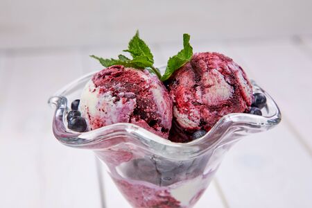 ice cream with fresh berriesの写真素材