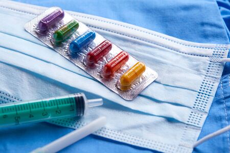 capsules with vitamins, medicationsの写真素材