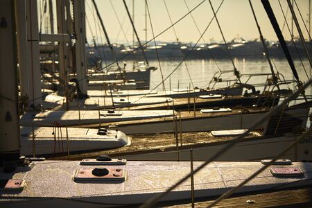 luxury yachts in the marineの写真素材