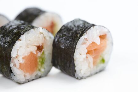 tasty sushi on the white backgroundの写真素材
