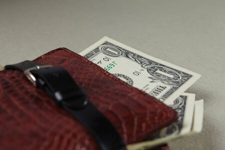wallet with money and beltの写真素材
