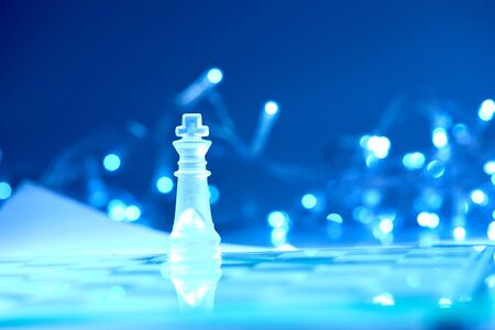 Glass chess on blueの写真素材