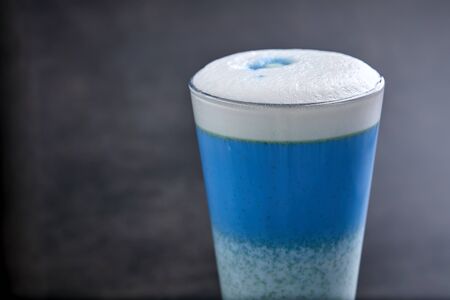 Butterfly pea blue matcha latteの写真素材