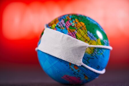 Surgical Face Mask and Globe model. Coronavirus Concept.の写真素材