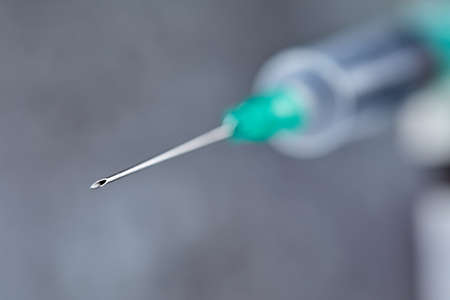 Close-up of medical syringe with drug
