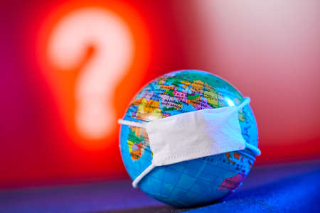 Surgical Face Mask and Globe model. Coronavirus Concept.の写真素材