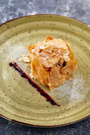 almond dessert with ice cream