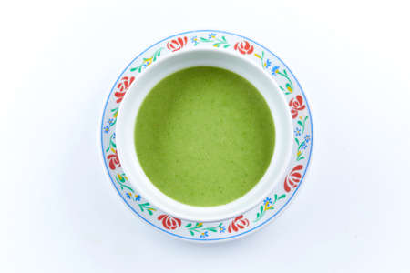 healthy broccoli cream soup, top viewの写真素材