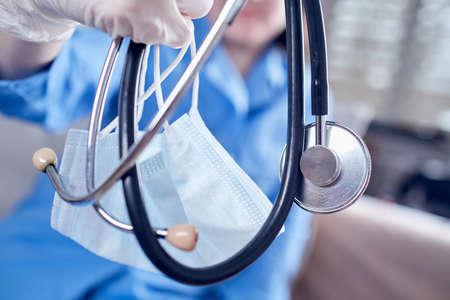 Medical supplies in the hands of a doctor.の写真素材