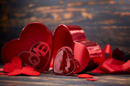 red heart, festive background for february 14, valentines dayの写真素材