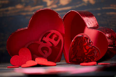 red heart, festive background for february 14, valentines dayの写真素材