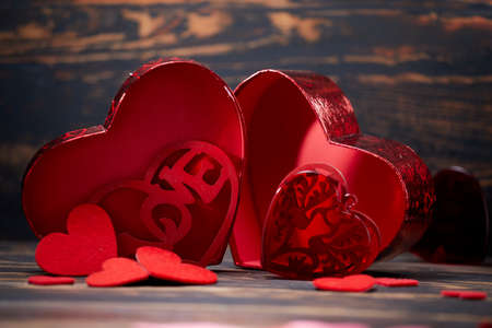 red heart, festive background for february 14, valentines dayの写真素材
