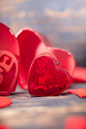 red heart, festive background for february 14, valentines dayの写真素材