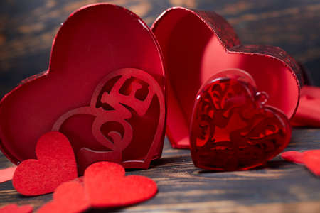 red heart, festive background for february 14, valentines dayの写真素材