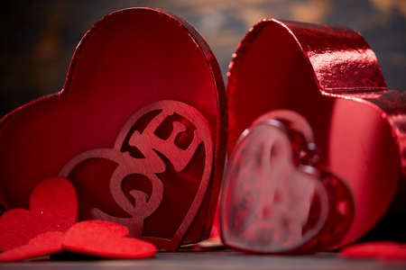 red heart, festive background for february 14, valentines dayの写真素材