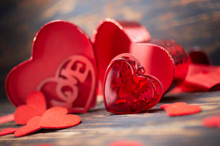 red heart, festive background for february 14, valentines dayの写真素材