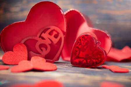 red heart, festive background for february 14, valentines dayの写真素材