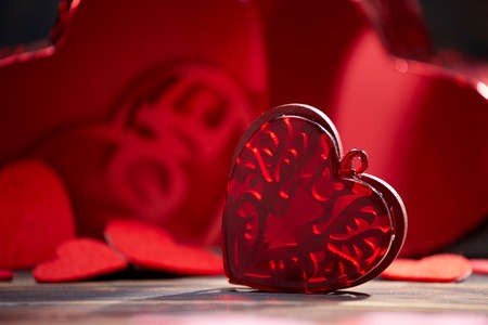 red heart, festive background for february 14, valentines dayの写真素材