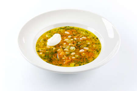 mushroom soup with sour creamの写真素材