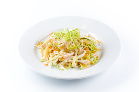 cabbage salad on the white plateの写真素材