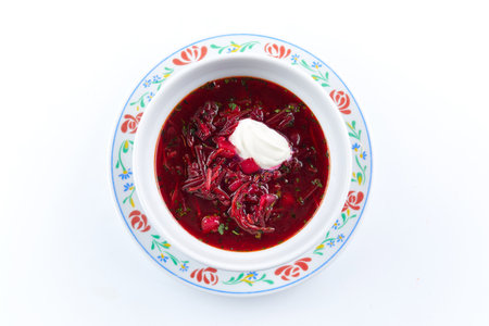 beetroot soup with sour creamの写真素材